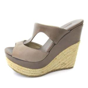 JIMMY CHOO ウェッジソールミュールサンダル 35 ベージュ