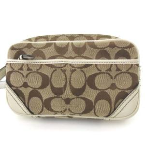 COACH ハンプトン シグネチャー × レザーウエストポーチ ベージュ