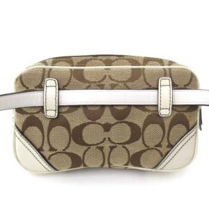 COACH ハンプトン シグネチャー × レザーウエストポーチ ベージュ