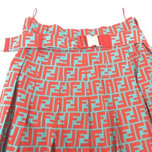 FENDI 18SS ズッカ柄 ロングスカート アシンメトリー M オレンジ グリーン