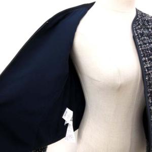 EMPORIO ARMANI 美品 ノーカラージャケット ツイード  ショート丈 紺 ネイビー 1 S相当 FK3196