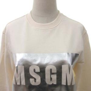 MSGM トレーナー スウェット プルオーバー プリント ロゴ クルーネック クリーム色 S