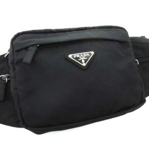 PRADA ウエストポーチ ナイロン ロゴプレート イタリア製 ブラック