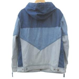 DIESEL デニム パーカー ジップアップ パッチワーク S 青 