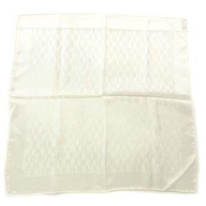 カレ40 スカーフ H柄 プチカレ シルク 総柄 ハンカチ ポケットチーフ フランス製 ホワイト