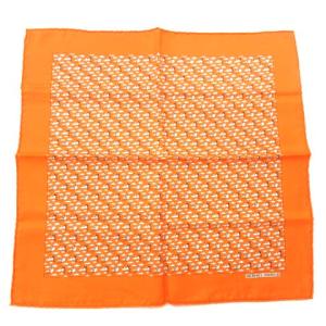 カレ40 スカーフ プチカレ 総柄 トランク 鳥デザイン オレンジ