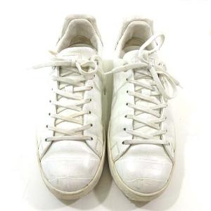 LOUIS VUITTON フロントロー クロコ型押し スニーカー レザー 7 約26cm ホワイト