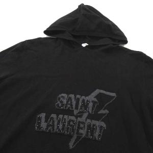 SAINT LAURENT PARIS プルオーバーパーカー ロゴ ニット XXL ブラック