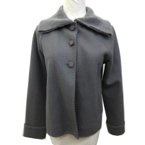 LEONARD ファッション ジャケット 襟ニット ボタン アルパカ混 ウール 3 L グレー