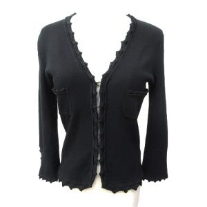 06A カーディガン レース パイピング ココマーク 36 黒