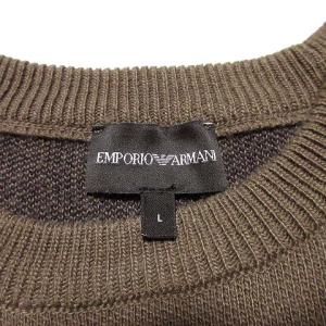 EMPORIO ARMANI 国内正規 20AW ニット セーター ウール ロゴ クルーネック L ブラウン