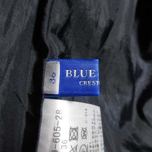 BLUE LABEL CRESTBRIDGE チェック プリーツ スカート ひざ丈 ウール ウエストゴム バックファスナー 36 ネイビー