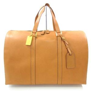 ボストンバッグ レザー ハンドバッグ ネームタグ付き ロゴプレート イタリア製 ベージュ