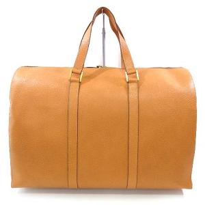 CELINE ボストンバッグ レザー ハンドバッグ ネームタグ付き ロゴプレート イタリア製 ベージュ