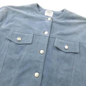 EMMETI ノーカラー ジャケット スエード やぎ革 イタリア製 38 青