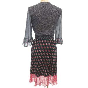 DIANE von FURSTENBERG シルクラップワンピース 4 ネイビー