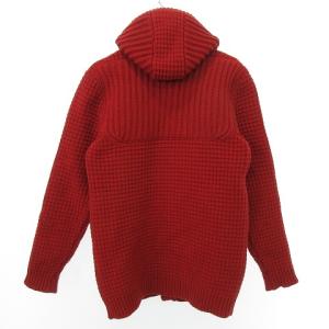 Bark ダッフルコート ニット フード付き 2way ウール ナイロン混 レッド