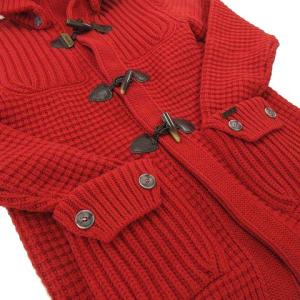 Bark ダッフルコート ニット フード付き 2way ウール ナイロン混 レッド