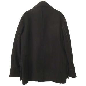 ARMANI COLLEZIONI ウールレザーパイピングメルトンジャケット 50 ブラック