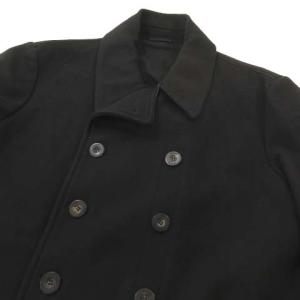 ARMANI COLLEZIONI ウールレザーパイピングメルトンジャケット 50 ブラック