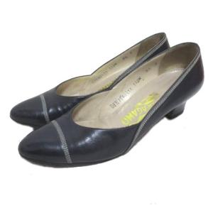 パンプス レザー 5 ネイビー 