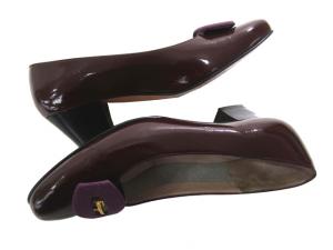 Salvatore Ferragamo パンプス アーモンドトゥ ロゴ ヒール 23cm ワイン