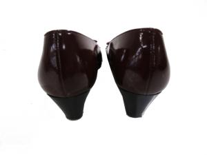 Salvatore Ferragamo パンプス アーモンドトゥ ロゴ ヒール 23cm ワイン