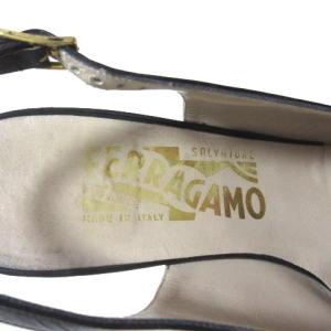 Salvatore Ferragamo パンプス バックストラップ レザー 5 ブラック ブルー