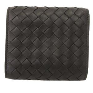 三つ折り財布 イントレチャート レザー メッシュ ブラック