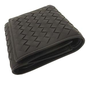 BOTTEGA VENETA 三つ折り財布 イントレチャート レザー メッシュ ブラック