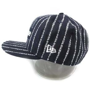 Supreme x Newera 19SS TEXT STRIPE ロゴキャップ ネイビー