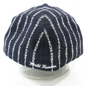 Supreme x Newera 19SS TEXT STRIPE ロゴキャップ ネイビー