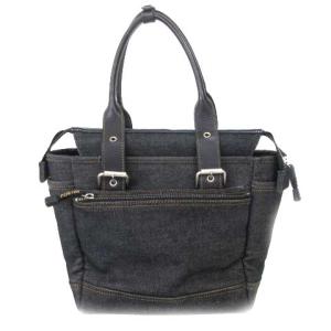 PORTER レザー切替デニムロゴトートバッグ ブラック