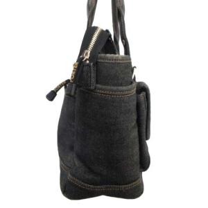 PORTER レザー切替デニムロゴトートバッグ ブラック