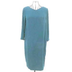 近年 ワンピース ひざ丈 七分袖 M ブルー