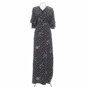 19AW ワンピース ロング Vネック フレア リボン 星座柄 36 ネイビー