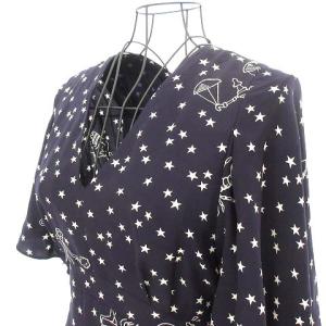 Grace Class 19AW ワンピース ロング Vネック フレア リボン 星座柄 36 ネイビー