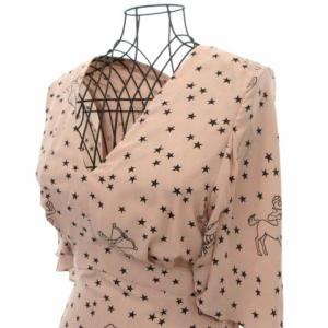 Grace Class 19AW 星座柄Vネックロングフレアワンピース 36 ピンク