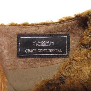 GRACE CONTINENTAL ワンピース ミニ 長袖 ブークレ ボーダー クルーネック 36 ベージュ ダークグレー ネイビー