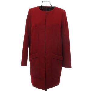 コート ノーカラー ラウンドネック カラーレス ポリエステル 36 S レッド IBO20