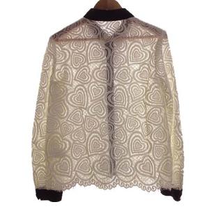 Diagram 19SS クレリックシャツ 長袖 ハート 総レース バイカラー 38 ホワイト ブラック