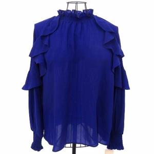 長袖フリルブラウス 36 ブルー
