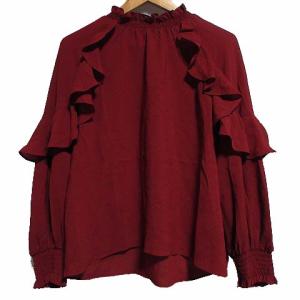 プルオーバーフリルブラウス 36 レッド