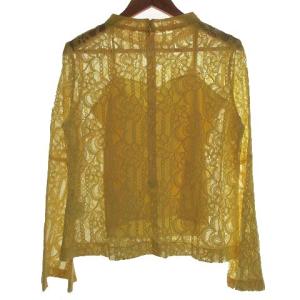 GRACE CONTINENTAL 総レース ブラウス プルオーバー 長袖 ハイネック キャミ付き 38 イエロー