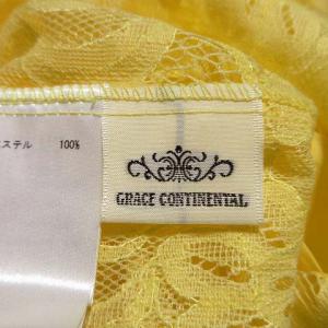 GRACE CONTINENTAL 総レース ブラウス プルオーバー 長袖 ハイネック キャミ付き 38 イエロー