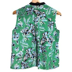 Diagram 21SS バンドカラーノースリーブ花柄ブラウス 36 グリーン