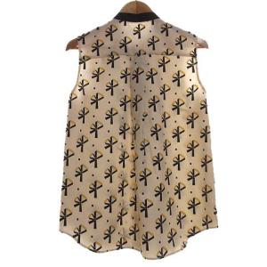 Diagram 21SS リボン柄ノースリーブボウタイブラウス 36 ベージュ