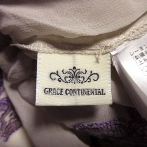 GRACE CONTINENTAL ブラウス 刺繍 七分袖 プルオーバー シアー 36 ベージュ パープル