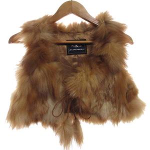 フォックスファー ベスト 前開き ショート丈 36 ブラウン IBO20