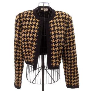 ヴィンテージ ノーカラー カーディガン M 黒